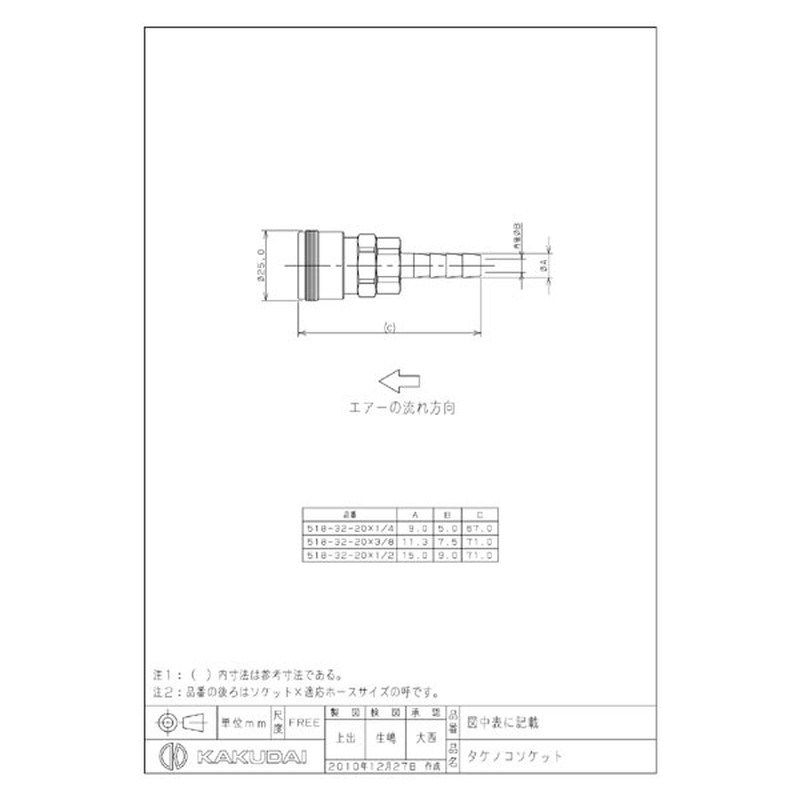 カクダイ 2222244 518-32-20×1/2 タケノコソケット #518-32-20X1/2 1個(ご注文単位1個)【直送品】