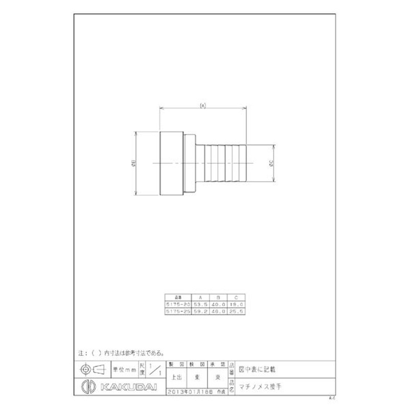 カクダイ 2222182 カクダイ 5175-25 マチノカップリングF #5175-25 1個(ご注文単位1個)【直送品】