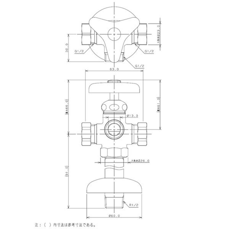 カクダイ 2225696 カクダイ 7834 アングル形分岐金具 #7834 1個(ご注文単位1個)【直送品】