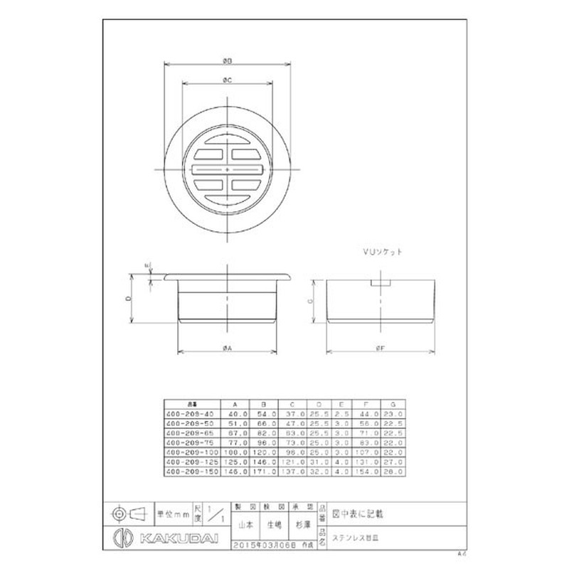 カクダイ 2221132 カクダイ 400-209-65 ステンレス目皿 #400-209-65 1個（ご注文単位1個）【直送品】