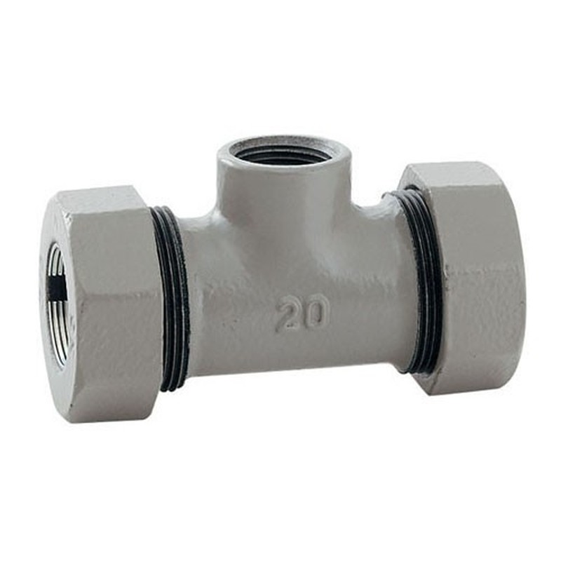 カクダイ 2228216 649-848-20 3管ジョイント ネジ付チーズ #649-848-20 1個(ご注文単位1個)【直送品】