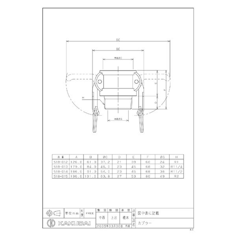 カクダイ 2222203 カクダイ 518-013 カプラー 30 #518-013 1個(ご注文単位1個)【直送品】