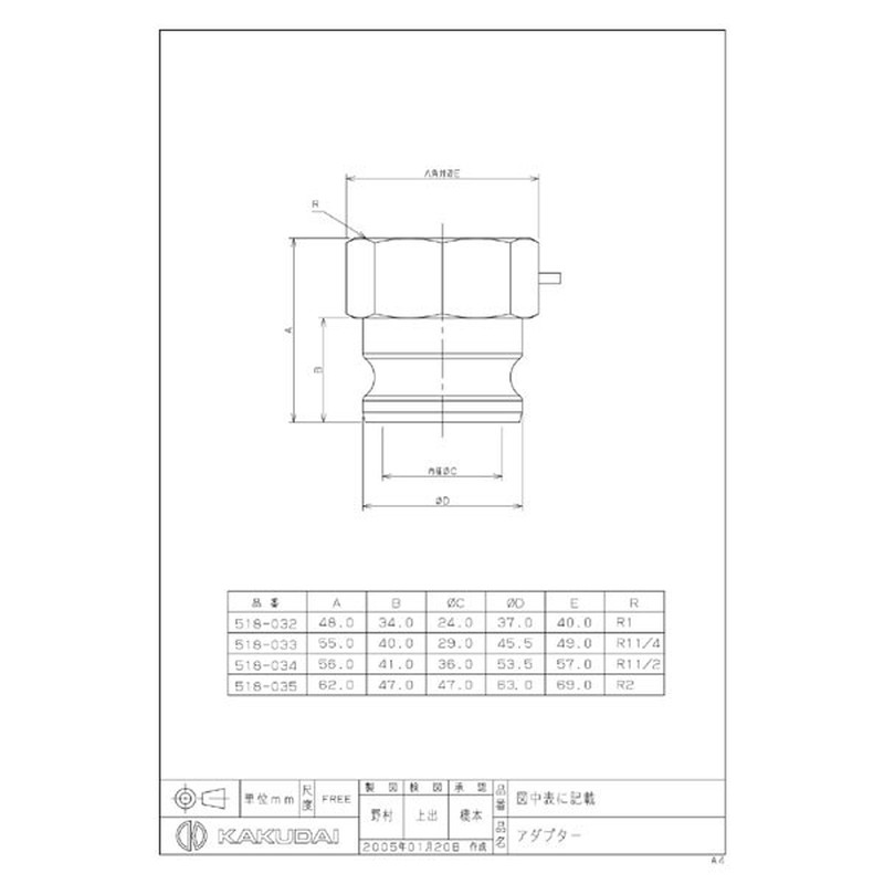 カクダイ 2222211 カクダイ 518-033 アダプター 30 #518-033 1個(ご注文単位1個)【直送品】