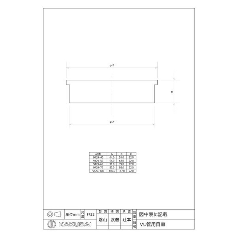 カクダイ 2226413 カクダイ 9429-65 VU管用目皿 #9429-65 1個（ご注文単位1個）【直送品】