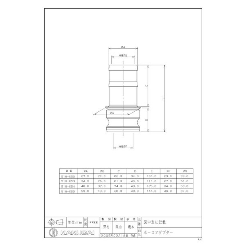 カクダイ 2222220 カクダイ 518-054 ホースアダプター 40 #518-054 1個（ご注文単位1個）【直送品】