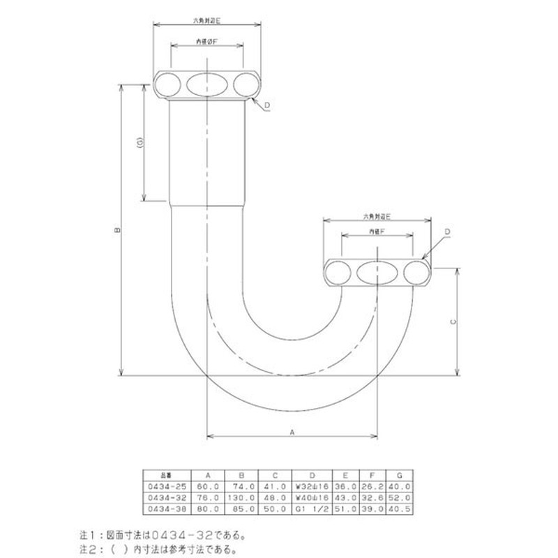 カクダイ 2220980 トラップU管 #0434-32 1個(ご注文単位1個)【直送品】