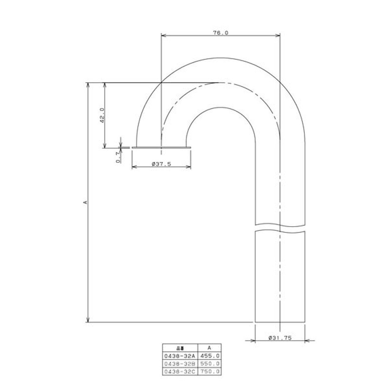 カクダイ 2221025 ステッキ管/76×455 #0438-32A 1個（ご注文単位1個）【直送品】
