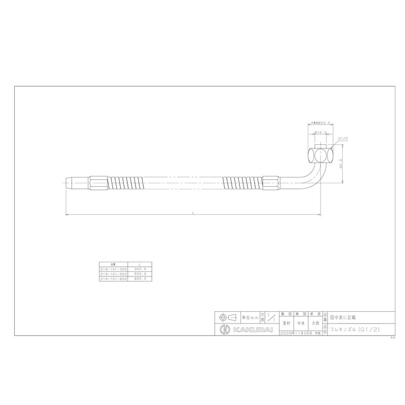 カクダイ 2220610 219-101-300 フレキノズルG1/2用 #219-101-300 1個（ご注文単位1個）【直送品】