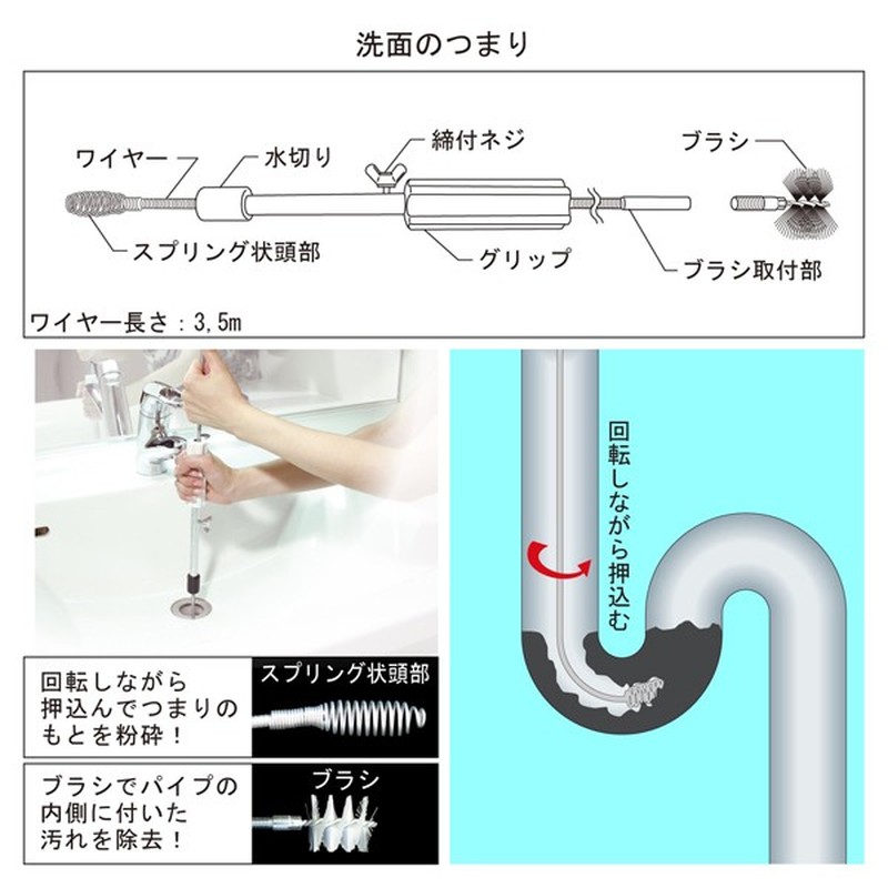カクダイ 2222823 カクダイ 6055 ブラシつきパイプクリーナー5m #6055 1個(ご注文単位1個)【直送品】