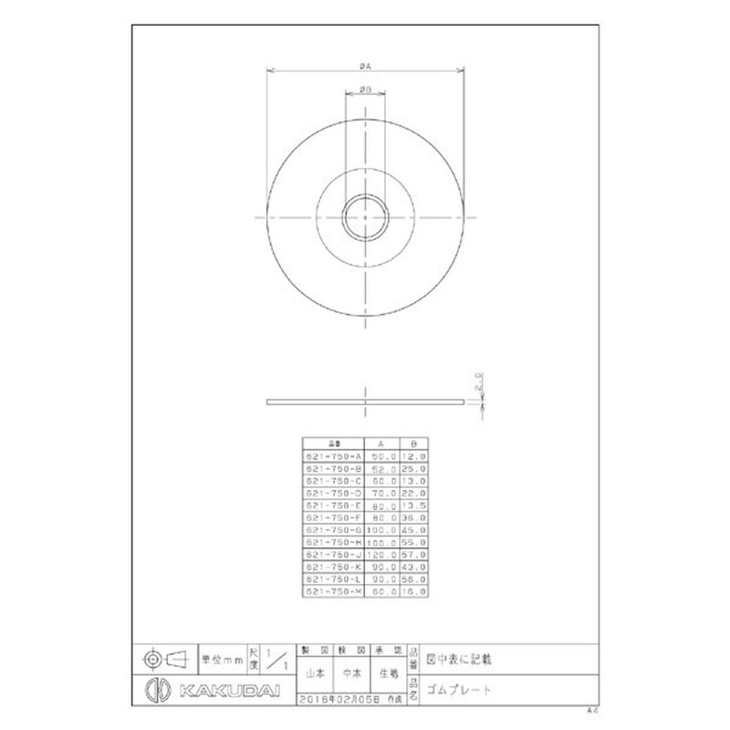 カクダイ 2223418 621-750-F ゴムプレート/80×37 #621-750-F 1個(ご注文単位1個)【直送品】