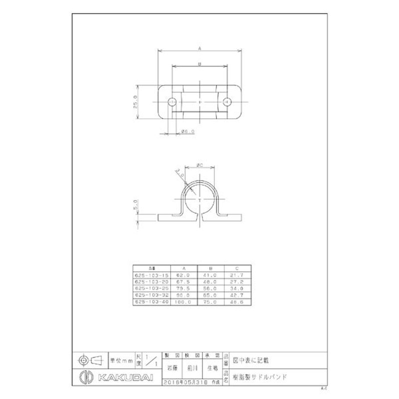カクダイ 2223593 樹脂製サドルバンド #625-103-25 1個(ご注文単位1個)【直送品】