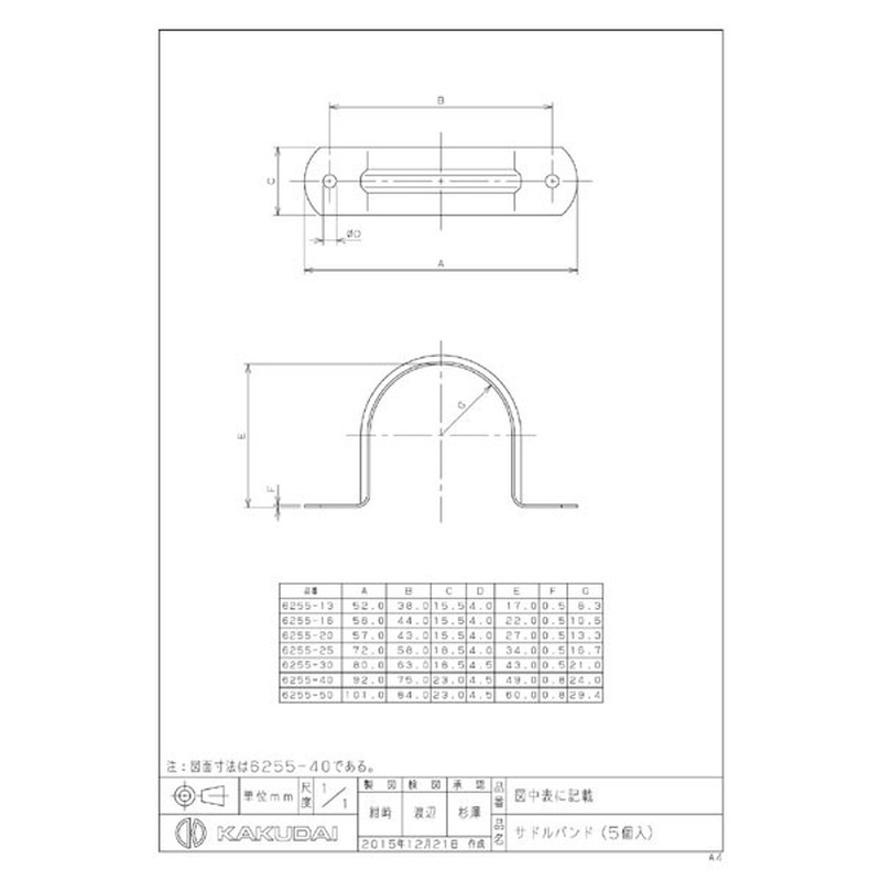 カクダイ 2223642 カクダイ 6255-16 サドルバンド #6255-16 1個（ご注文単位1個）【直送品】