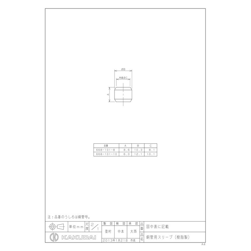 カクダイ 2227426 668-101-10 銅管用スリーブ樹脂製 #668-101-10 1個（ご注文単位1個）【直送品】