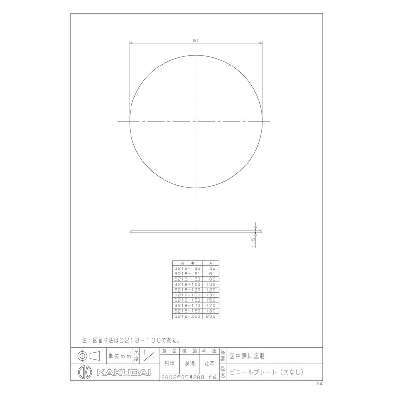 カクダイ 2223424 ビニールプレート穴なし #6218-80 1個（ご注文単位1個）【直送品】