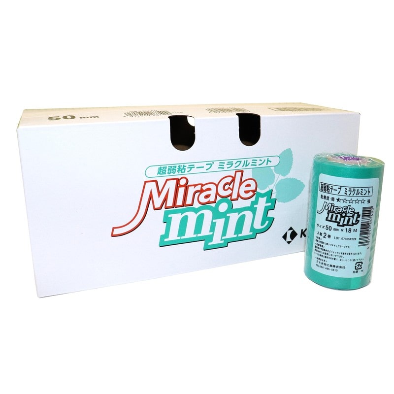 カモ井加工紙 9035077 超弱粘着テープ ミラクルミント 50mm×18m #270417 1個（ご注文単位1個）【直送品】