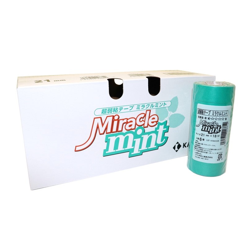 カモ井加工紙 9035073 超弱粘着テープ ミラクルミント 21mm×18m #226629 1個(ご注文単位1個)【直送品】