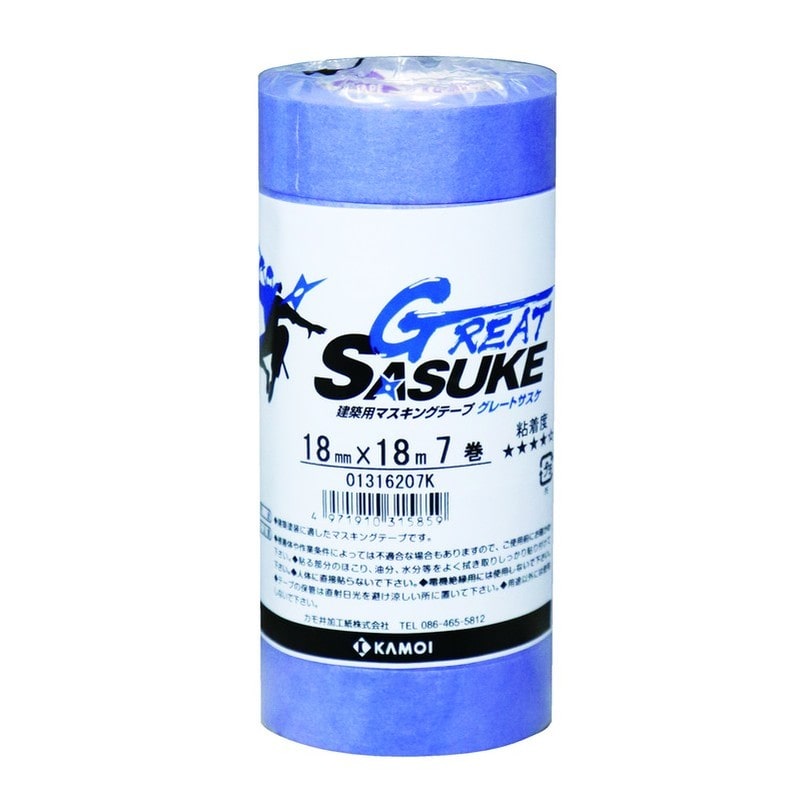 カモ井加工紙 9033861 建築用マスキングテープGRトサスケ18mm×18m 1個（ご注文単位1個）【直送品】