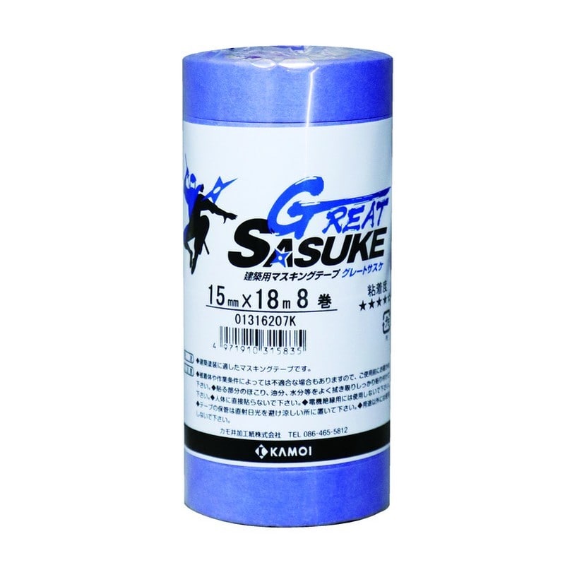 カモ井加工紙 9033860 建築用マスキングテープGRトサスケ15mm×18m 1個（ご注文単位1個）【直送品】