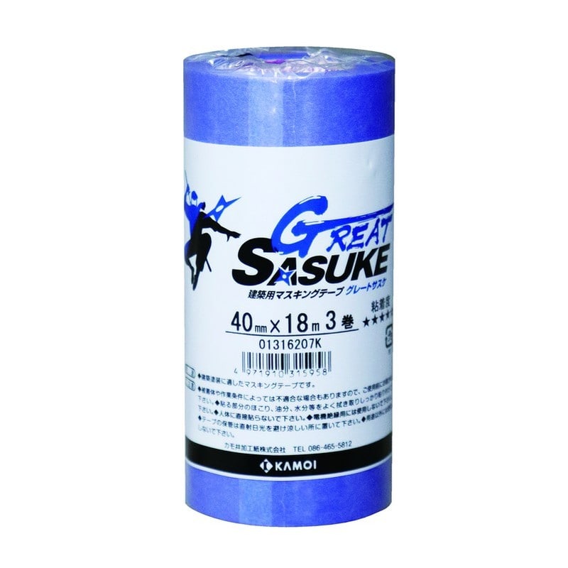 カモ井加工紙 9033866 建築用マスキングテープGRトサスケ40mm×18m 1個（ご注文単位1個）【直送品】