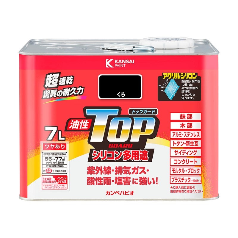 カンペハピオ 9000719 油性トップガード くろ 7L #00017640021070 1個（ご注文単位1個）【直送品】