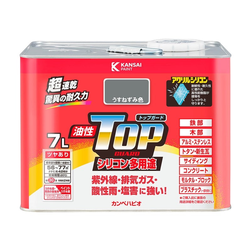 カンペハピオ 9000722 油性トップガード うすねずみ色 7L #00017640431070 1個（ご注文単位1個）【直送品】