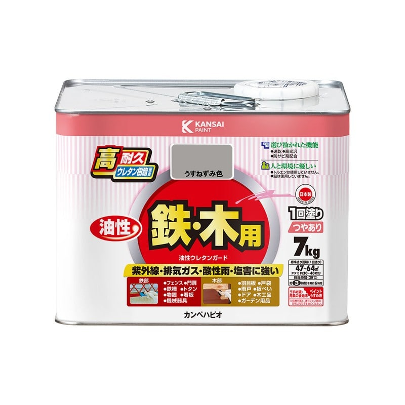 カンペハピオ 9000851 油性ウレタンガード うすねずみ色 7k #00037640433070 1個（ご注文単位1個）【直送品】