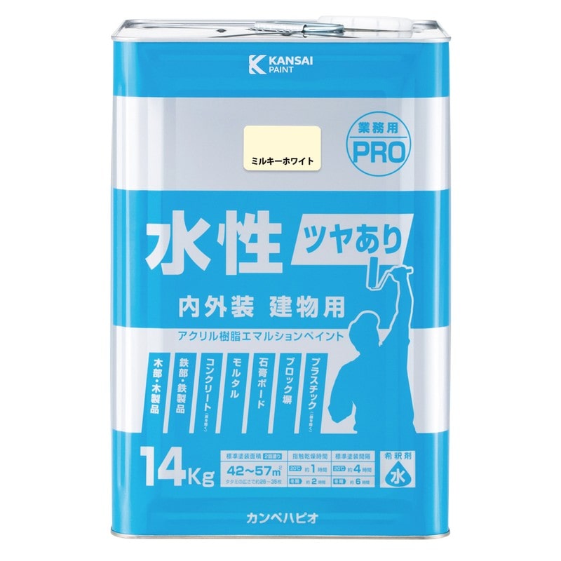 カンペハピオ 9002408 水性ツヤあり建物用PRO ミルキーホワイト 14K #00447650513140 1個（ご注文単位1個）【直送品】