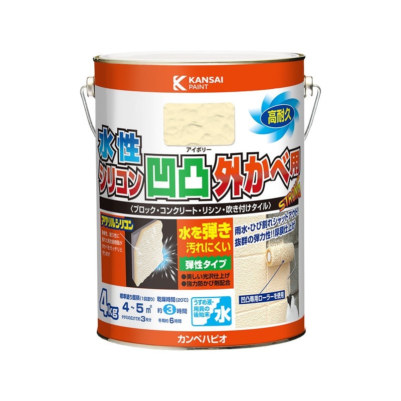 カンペハピオ 9001352 水性シリコン凹凸外かべ用 アイボリー 4K #00437650073040 1個（ご注文単位1個）【直送品】