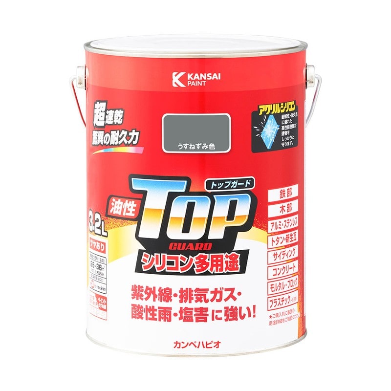 カンペハピオ 9000710 油性トップガード うすねずみ色 3.2L #00017640431032 1個（ご注文単位1個）【直送品】
