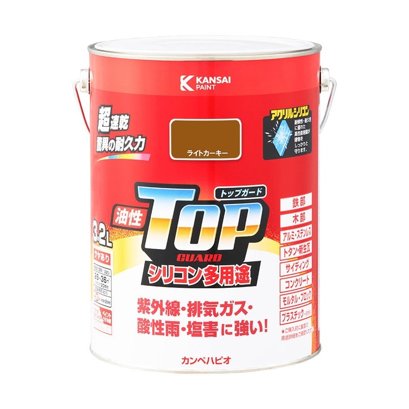カンペハピオ 9000712 油性トップガード ライトカーキー 3.2L #00017640231032 1個（ご注文単位1個）【直送品】