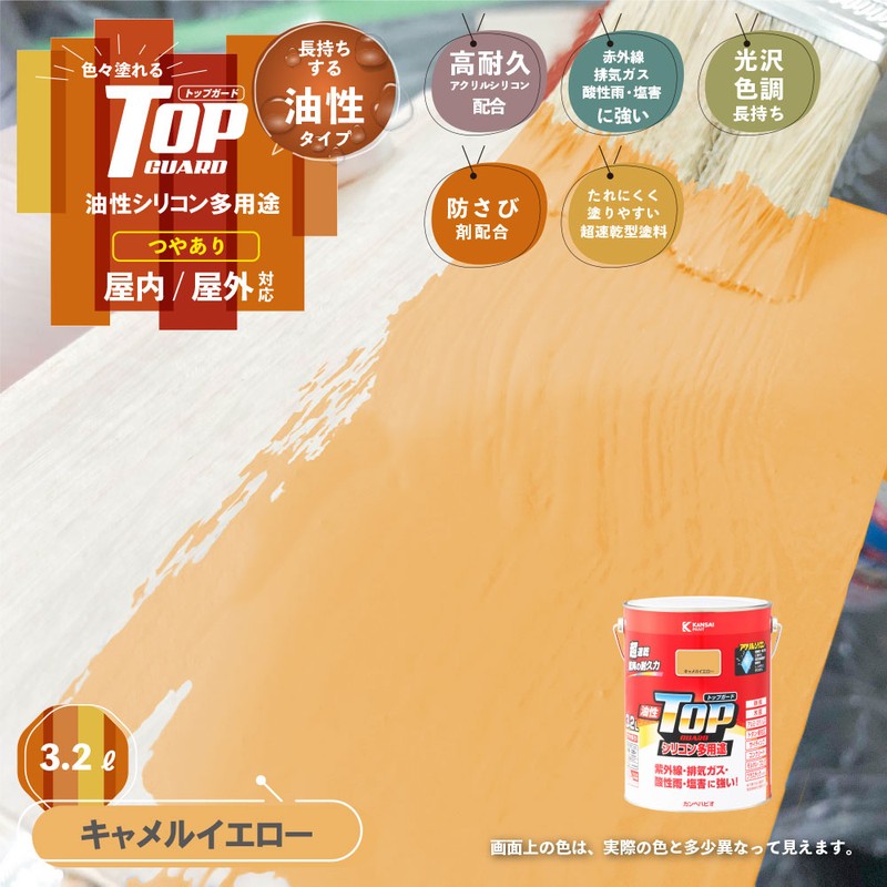 カンペハピオ 9000716 油性トップガード キャメルイエロー 3.2L #00017640751032 1個（ご注文単位1個）【直送品】