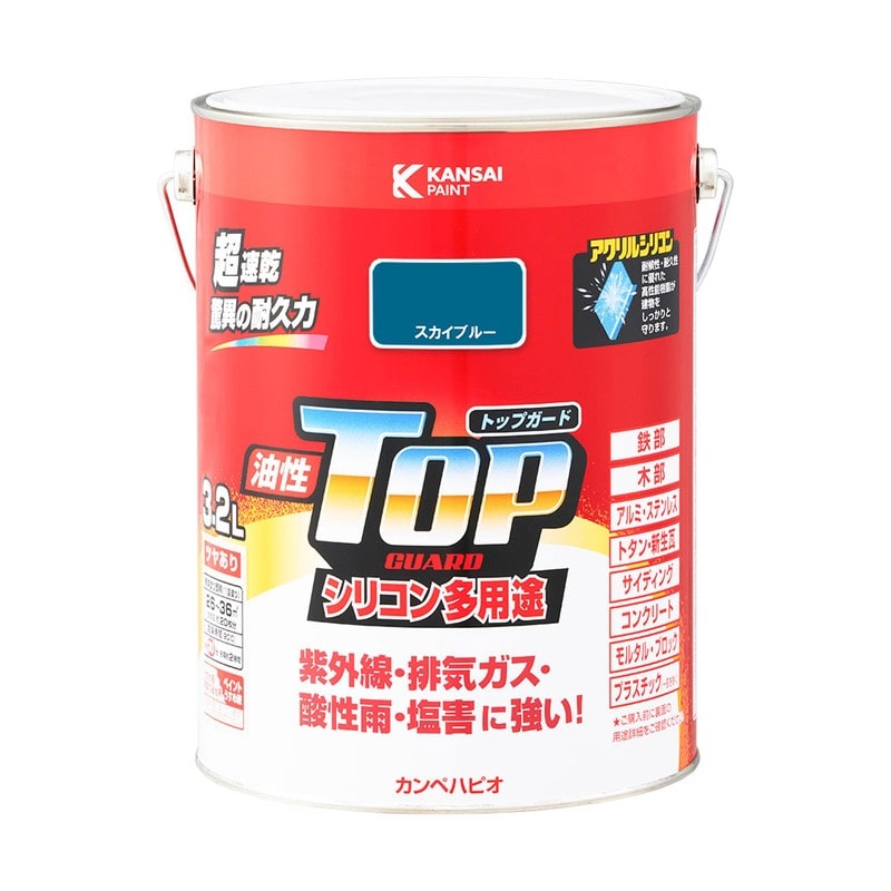 カンペハピオ 9000717 油性トップガード スカイブルー 3.2L #00017640641032 1個（ご注文単位1個）【直送品】