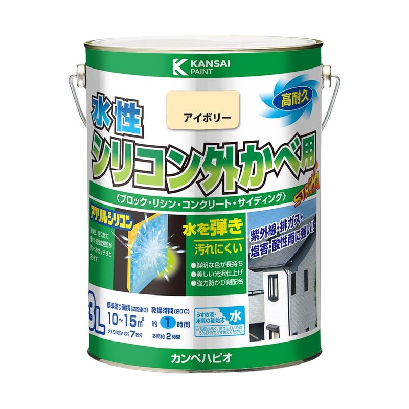 カンペハピオ 9001331 水性シリコン外かべ用 アイボリー 3L #00427650071030 1個（ご注文単位1個）【直送品】