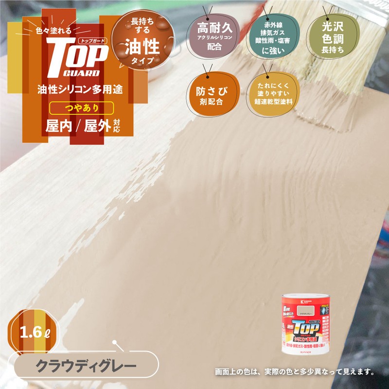 カンペハピオ 9000695 油性トップガード クラウディグレー 1.6L #00017640681016 1個（ご注文単位1個）【直送品】