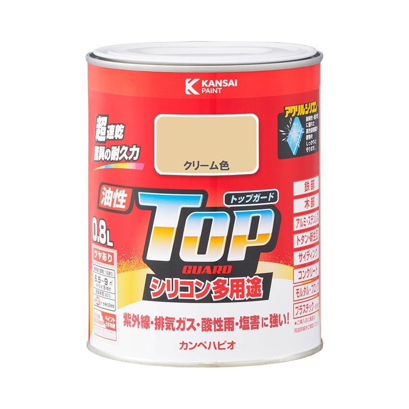 カンペハピオ 9000646 油性トップガード クリーム色 0.8L #00017640111008 1個（ご注文単位1個）【直送品】