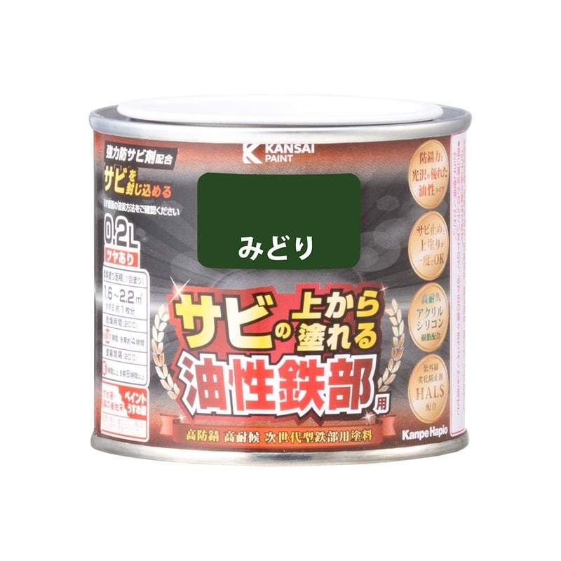 カンペハピオ 9002769 油性鉄部用S みどり 0.2L #00357640061002 1個(ご注文単位1個)【直送品】