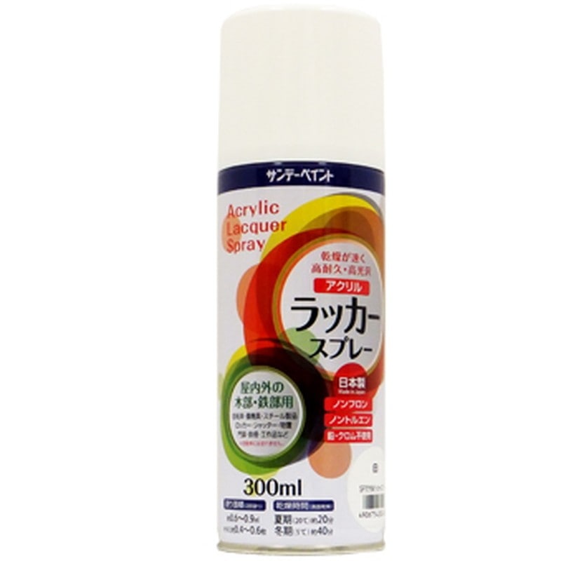 サンデーペイント 9022123 アクリルラッカースプレー 白 300ml #20019K 1個(ご注文単位1個)【直送品】