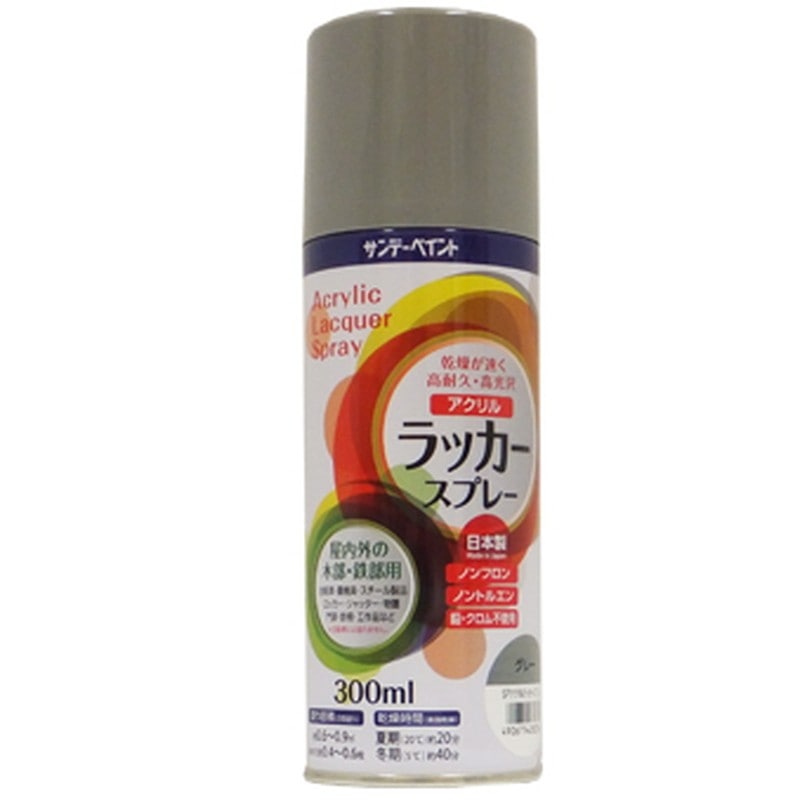 サンデーペイント 9022124 アクリルラッカースプレー グレー 300ml #20019E 1個(ご注文単位1個)【直送品】