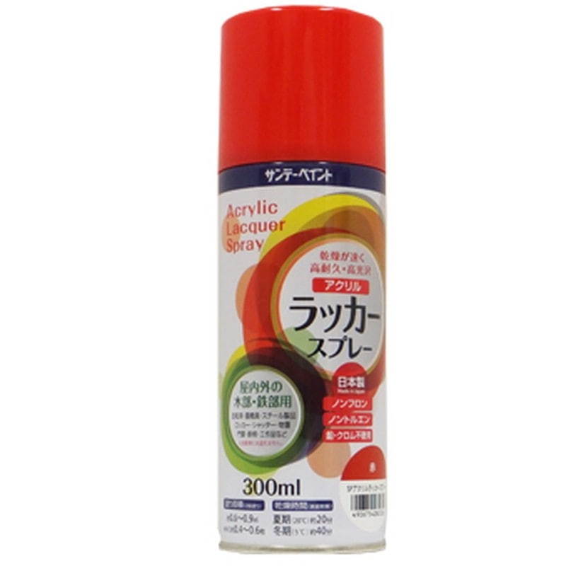 サンデーペイント 9022128 アクリルラッカースプレー 赤 300ml #20019A 1個（ご注文単位1個）【直送品】