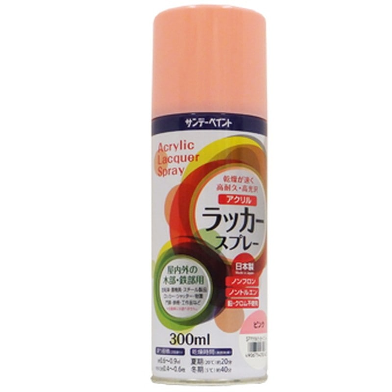 サンデーペイント 9022129 アクリルラッカースプレー ピンク 300ml #20019Q 1個(ご注文単位1個)【直送品】