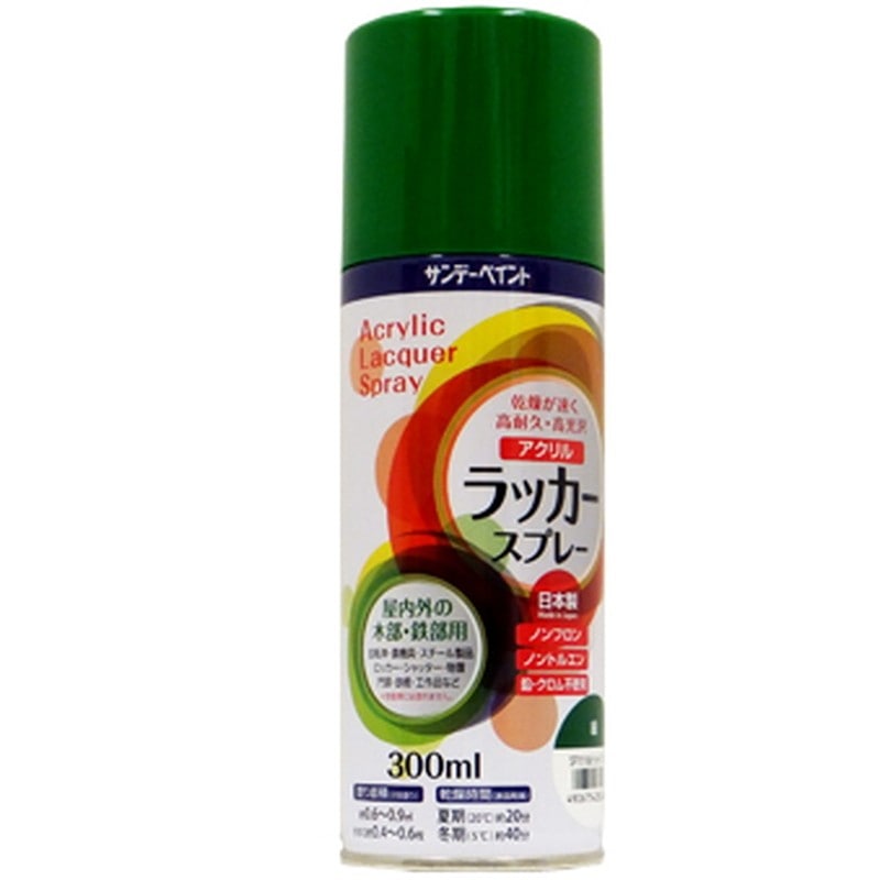 サンデーペイント 9022138 アクリルラッカースプレー 緑 300ml #20019S 1個(ご注文単位1個)【直送品】