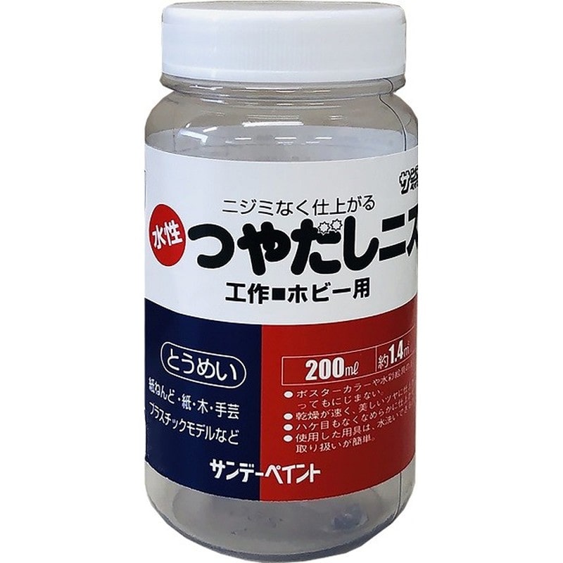 サンデーペイント 9022222 水性つや出しニス とうめい 200ml 1個（ご注文単位1個）【直送品】