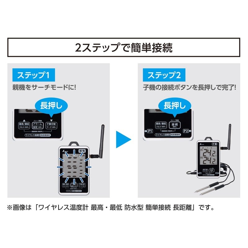 シンワ測定 4102885 ワイヤレス温度計 最高最低 防水型 簡単接続セット #73458 1個(ご注文単位1個)【直送品】