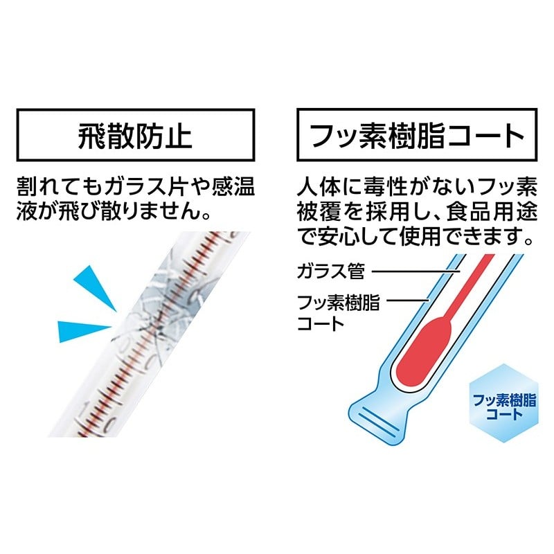 シンワ測定 4102645 73218 棒状温度計H-2F30cmフッ素コート #73218 1個(ご注文単位1個)【直送品】