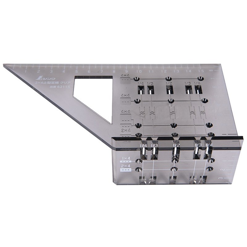 シンワ測定 4102630 621152×4止型定規クリア #62115 1個(ご注文単位1個)【直送品】