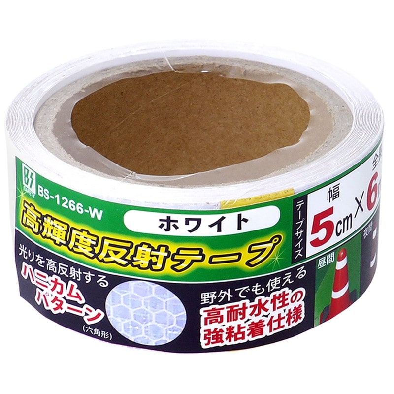 トヨミツ 4353617 高輝度反射テープ 50mm×6m ホワイト BS-1266-W 1個（ご注文単位1個）【直送品】