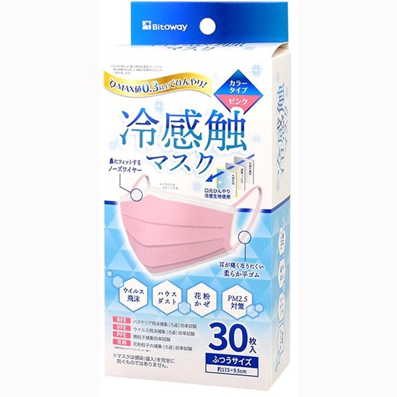 ビトウコーポレーション 438949 冷感触不織布マスク30枚入 ピンク FLT-33293 1個（ご注文単位1個）【直送品】