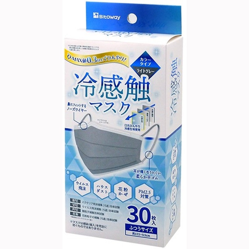 ビトウコーポレーション 438950 冷感触不織布マスク30枚入 ライトグレー FLT-33295 1個(ご注文単位1個)【直送品】