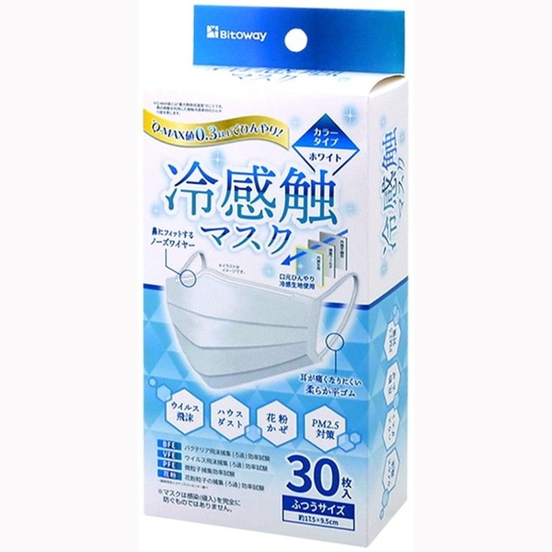 ビトウコーポレーション 438971 冷感触不織布マスク30枚入 ホワイト FLT-33307 1個（ご注文単位1個）【直送品】