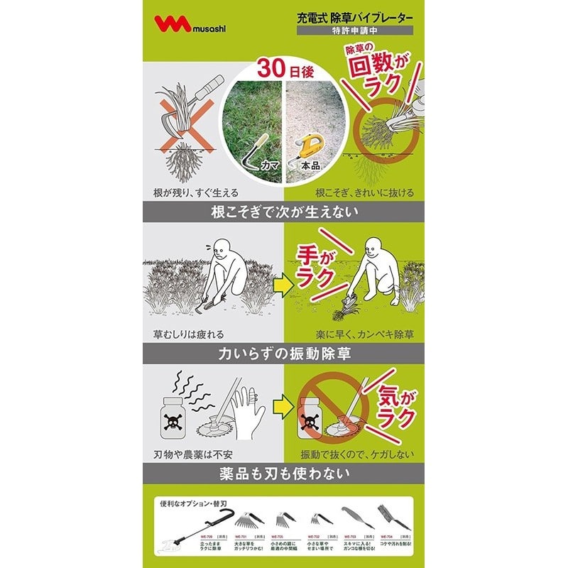 ムサシ 317048 ムサシ WE-750 充電式バイブレーター 1個(ご注文単位1個)【直送品】